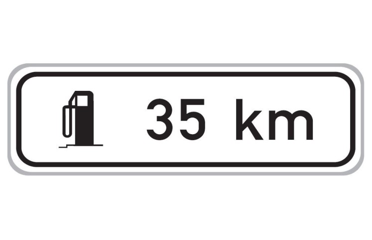Dopravní značka E16 - Vzdálenost k příští čerpací stanici