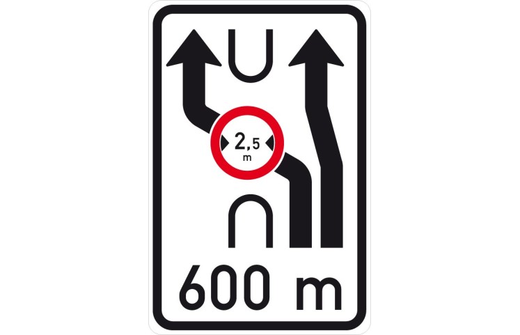 Dopravní značka IS10d - Návěst změny směru jízdy s omezením