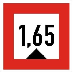 Plavební znak C1 - Hloubka je omezena (pokud je uvedeno číslo, stanoví hloubku v metrech)