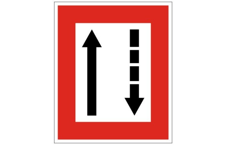 Plavební znak B3a - Příkaz přidržovat se strany plavební dráhy, která je po levém boku