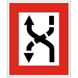 Plavební znak B4a - Příkaz přeplout na stranu plavební dráhy, která je na levém boku