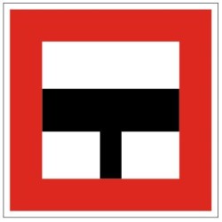 Plavební znak B9a - Povinnost před vplutím na hlavní vodní cestu