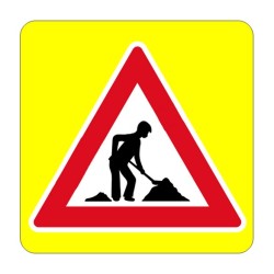 Dopravní značka A15 - Práce, zvýrazněná