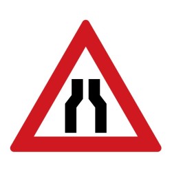 Dopravní značka A6a - Zúžená vozovka (z obou stran)