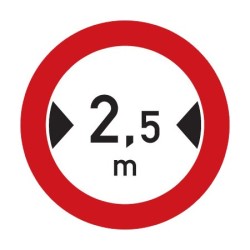 Dopravní značka B15 - Zákaz vjezdu vozidel, jejichž šířka přesahuje vyznačenou mez