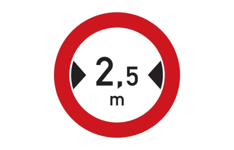 Dopravní značka B15 - Zákaz vjezdu vozidel, jejichž šířka přesahuje vyznačenou mez