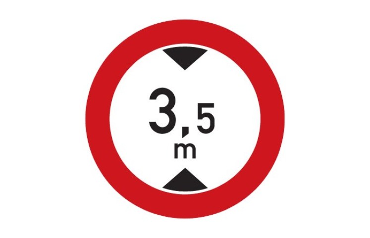 Dopravní značka B16 - Zákaz vjezdu vozidel, jejichž výška přesahuje vyznačenou mez