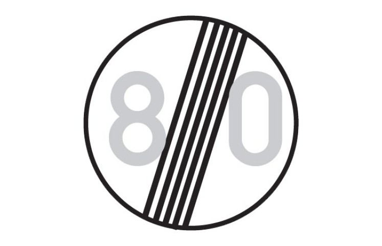 Dopravní značka B20b - Konec nejvyšší dovolené rychlosti