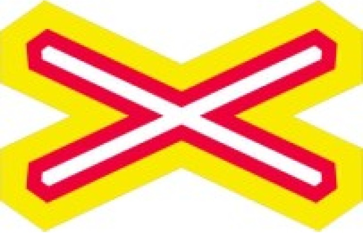 Doravní značka A32c - Výstražný kříž pro železniční přejezd jednokolejný