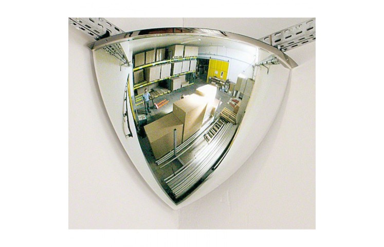 Interiérové kontrolní zrcadlo parabolické  1/8 koule rohové na zeď,