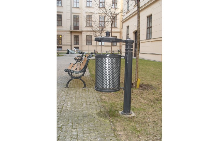 Litinový koš Masiv se sloupkem a víkem